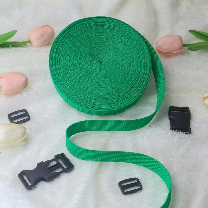 ZHFMLY Green Webbing Straps 1 Inch-Durable Polypropylene Straps with Buckles,20 Yards Strapping for Tie-Downs, Camping, Climbing, Outdoor & Indoor Crafting, DIY Bags, Lawn Chair Replacement, and Seat Belts - Image 4